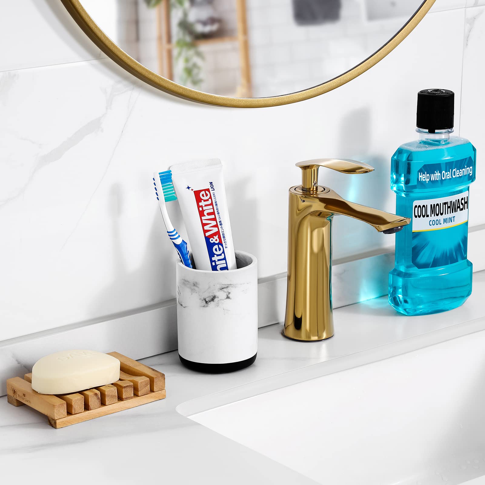 Vitviti Toothbrush Holders For Bathrooms, Toothpaste Tooth Brushing Holder, Bathroom Organizer Countertop For Vanity/Makeup Brus